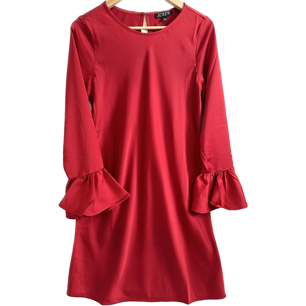 J. Crew Dress Women's Size 4 Bell Sleeves Red Satin